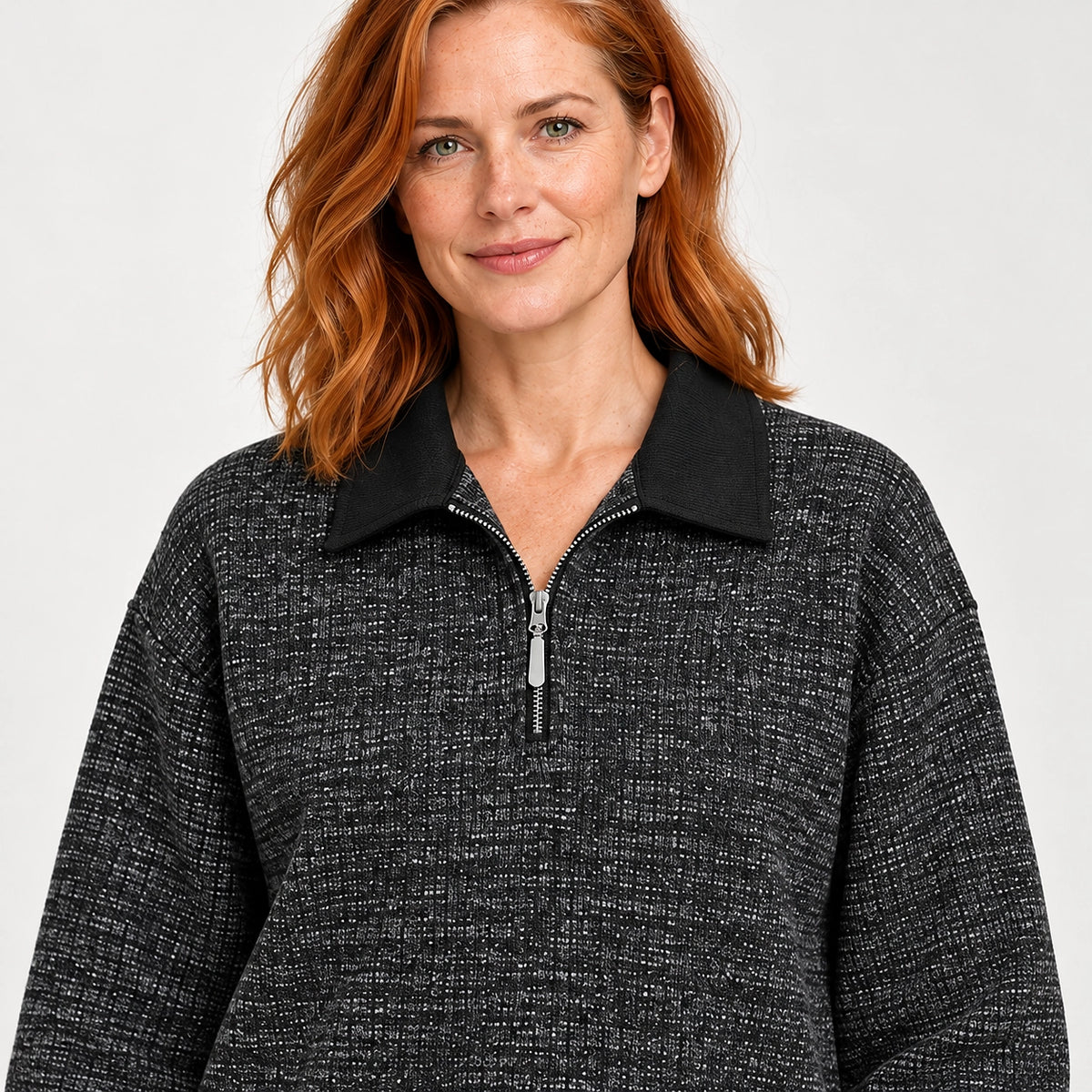 Darsenne Knit Sweater — Polar Black (apparel detail)