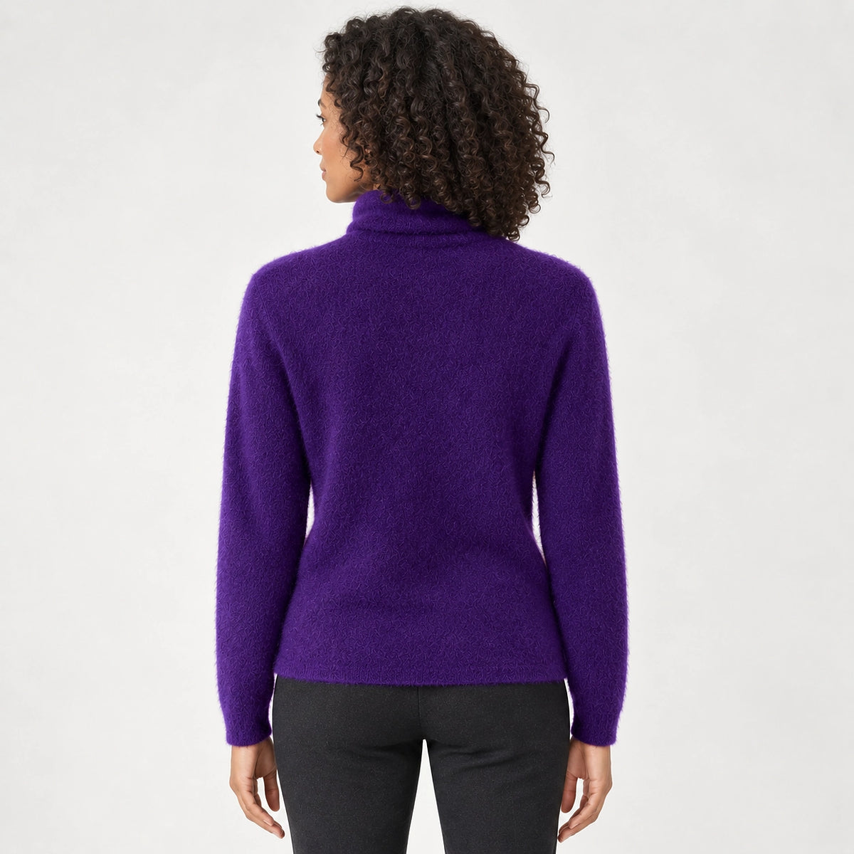 Halomi Cashmere Turtleneck Sweater — Purple (apparel back)