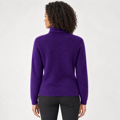 Halomi Cashmere Turtleneck Sweater — Purple (apparel back)