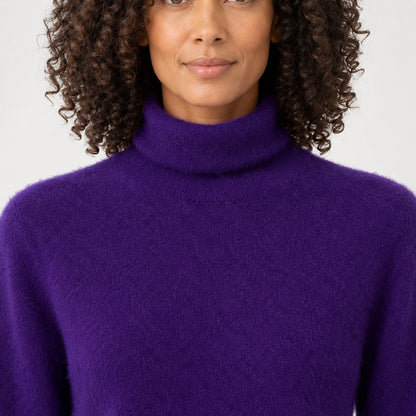 Halomi Cashmere Turtleneck Sweater — Purple (apparel detail)
