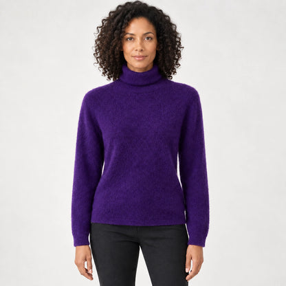 Halomi Cashmere Turtleneck Sweater — Purple (apparel front)