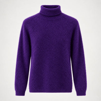 Halomi Cashmere Turtleneck Sweater — Purple (apparel solo)