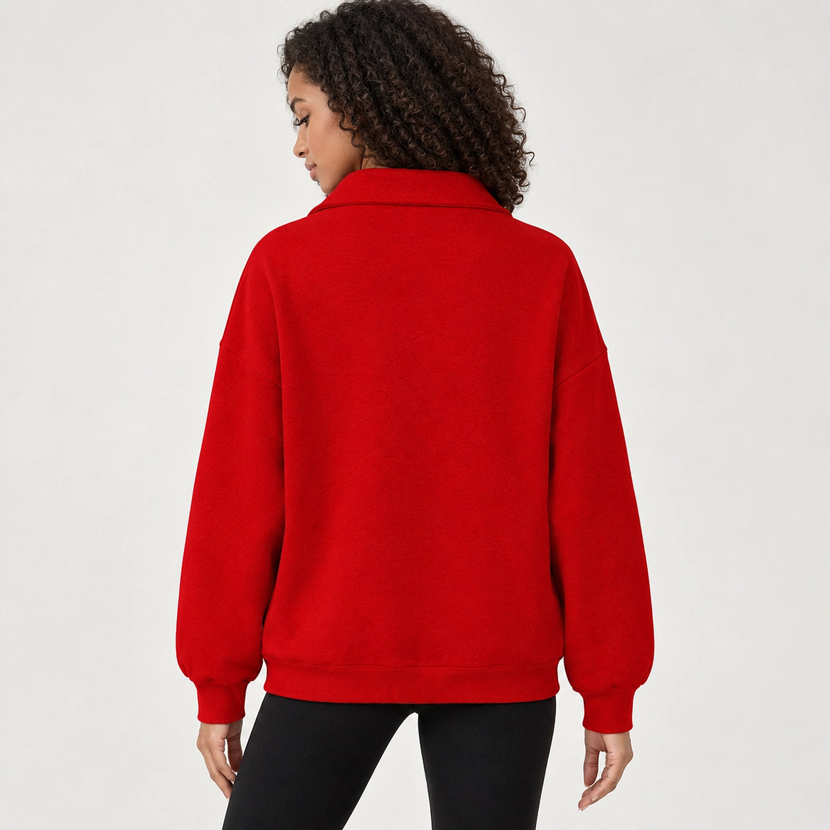 Delvra Quarter-Zip Sweatshirt — Red (apparel back)