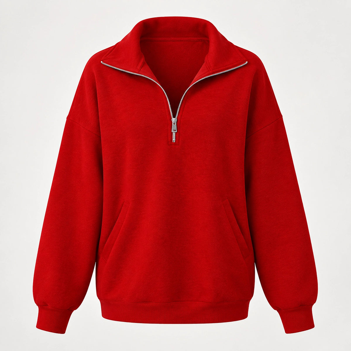 Delvra Quarter-Zip Sweatshirt — Red (apparel solo)