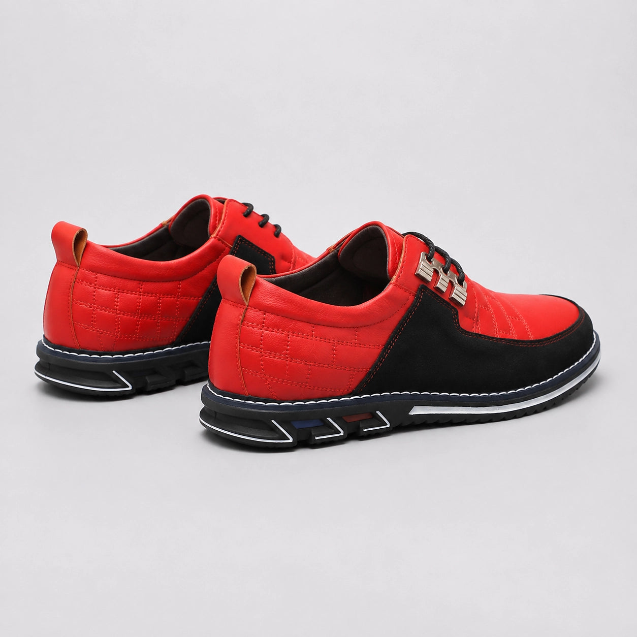 Braksen Leather Oxford Shoes — Red (mens shoe angle)