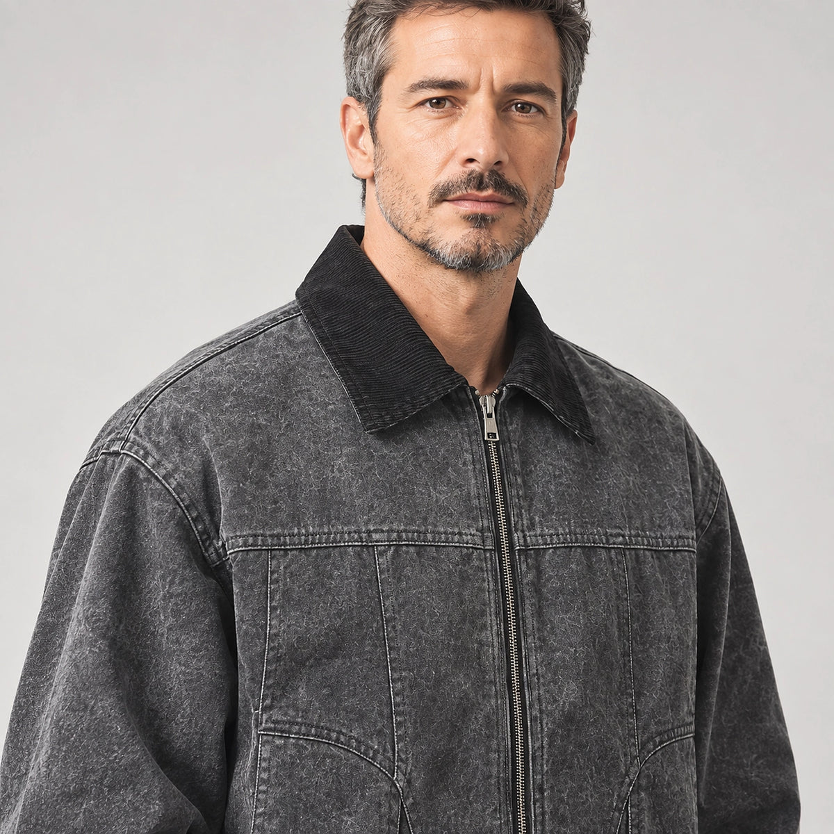 Drexel Cotton Washed Jacket — Rock Gray (apparel detail)