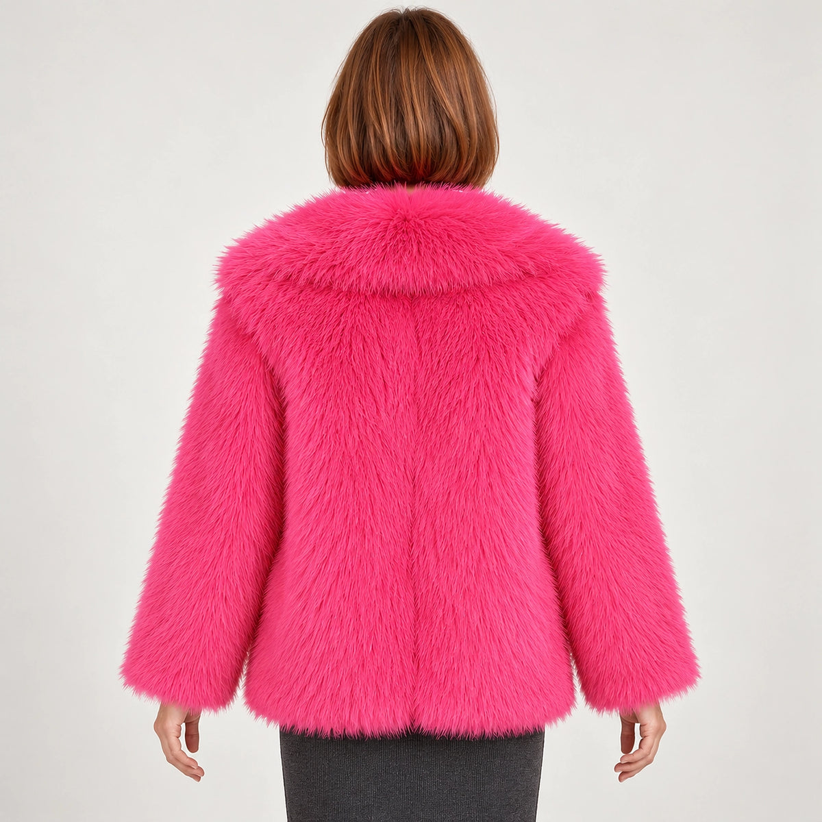 Neravessa Lapel Coat — Rose Red (apparel back)