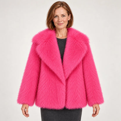 Neravessa Lapel Coat — Rose Red (apparel front)