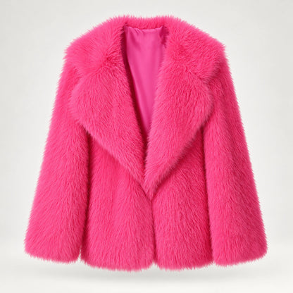 Neravessa Lapel Coat — Rose Red (apparel solo)