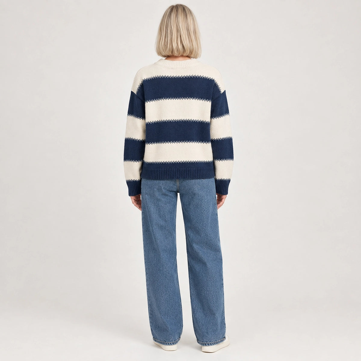 Dalroy Striped Knit Sweater — Royal Blue (apparel back)