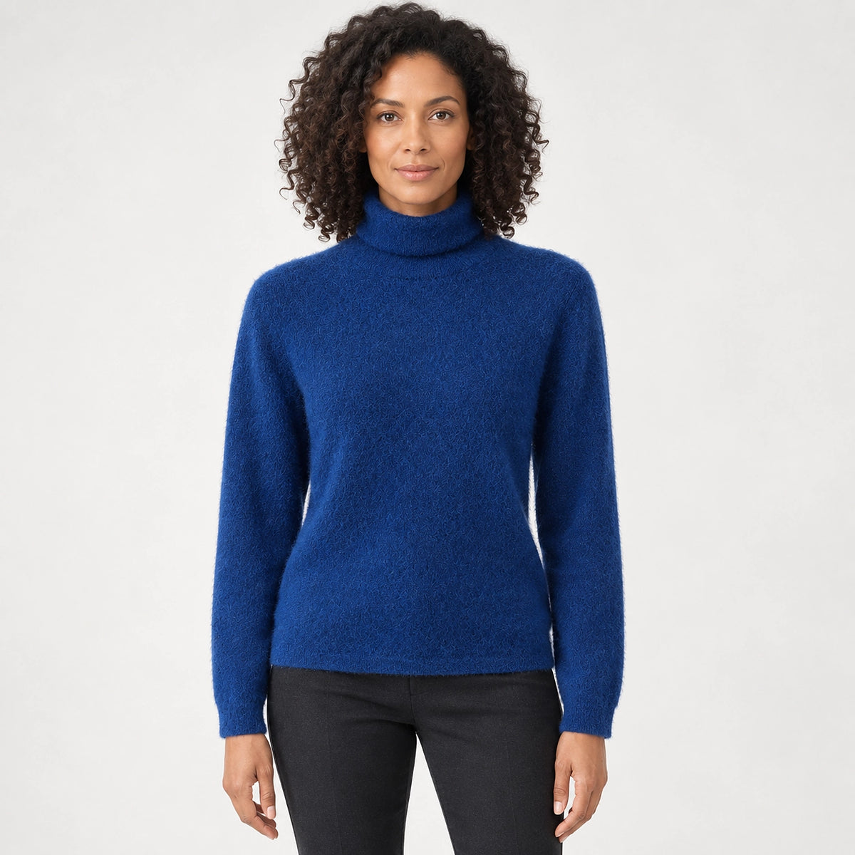 Halomi Cashmere Turtleneck Sweater — Royal Blue (apparel front)