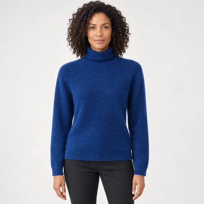 Halomi Cashmere Turtleneck Sweater — Royal Blue (apparel front)