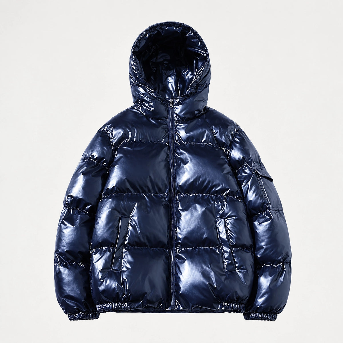 Byrne Glossy Puffer Jacket — Royal Blue (apparel solo)