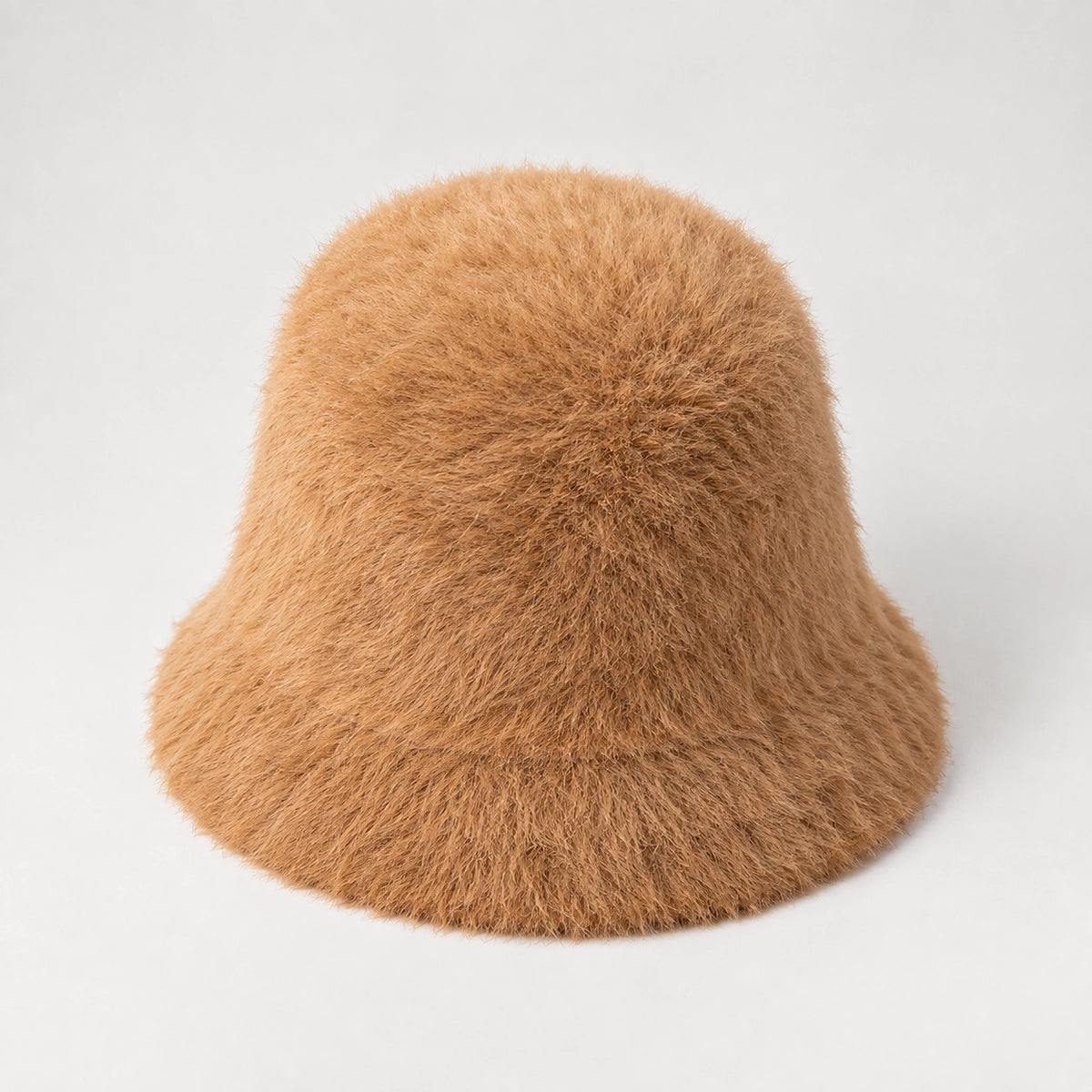 Beloria Rabbit Fur Bucket Hat — Short Rabbit Fur Basin Hat-camel (headwear solo alt)