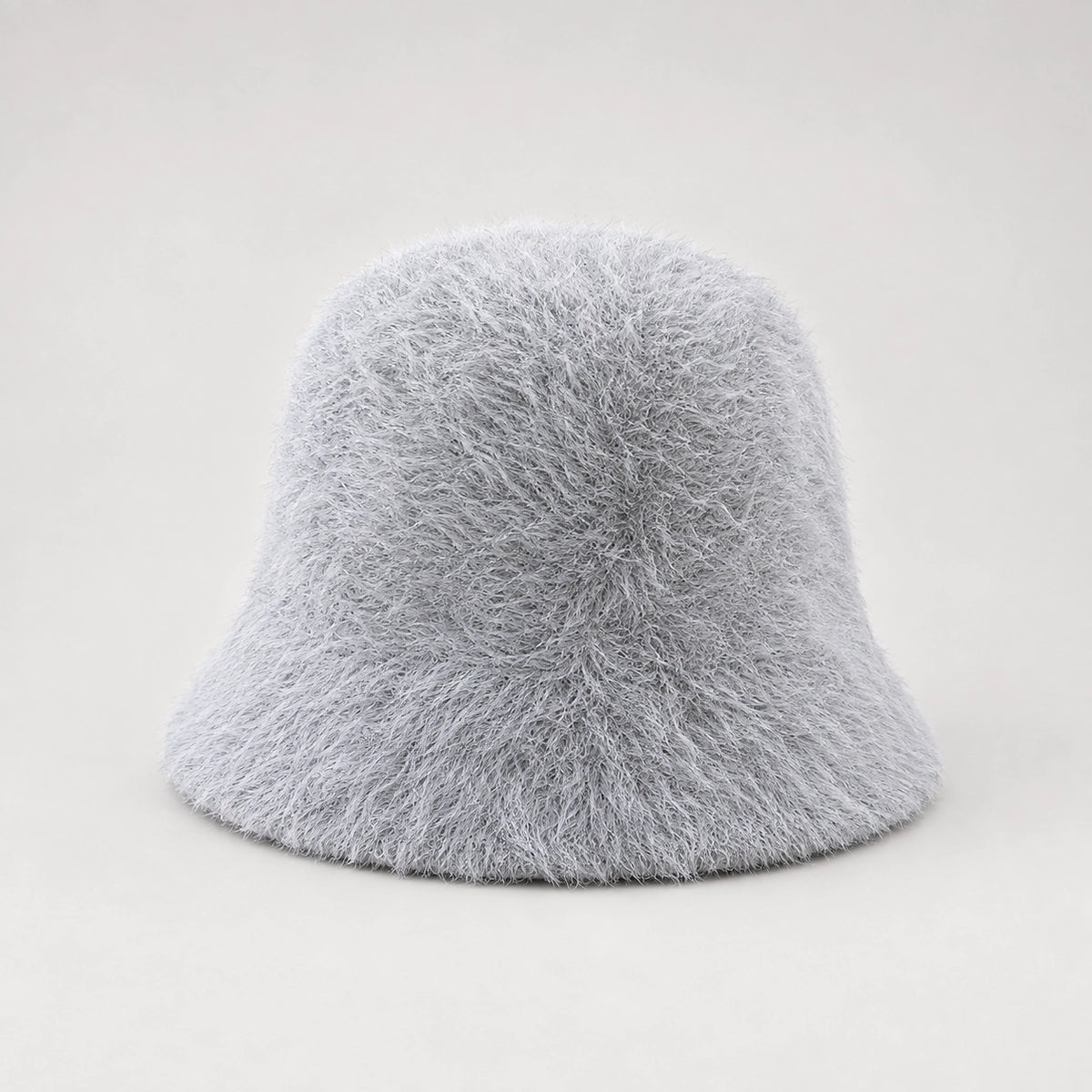 Beloria Rabbit Fur Bucket Hat — Short Rabbit Fur Basin Hat-grey (headwear solo front)