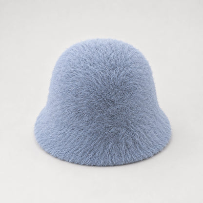 Beloria Rabbit Fur Bucket Hat — Short Rabbit Fur Basin Hat-light Blue (headwear solo alt)