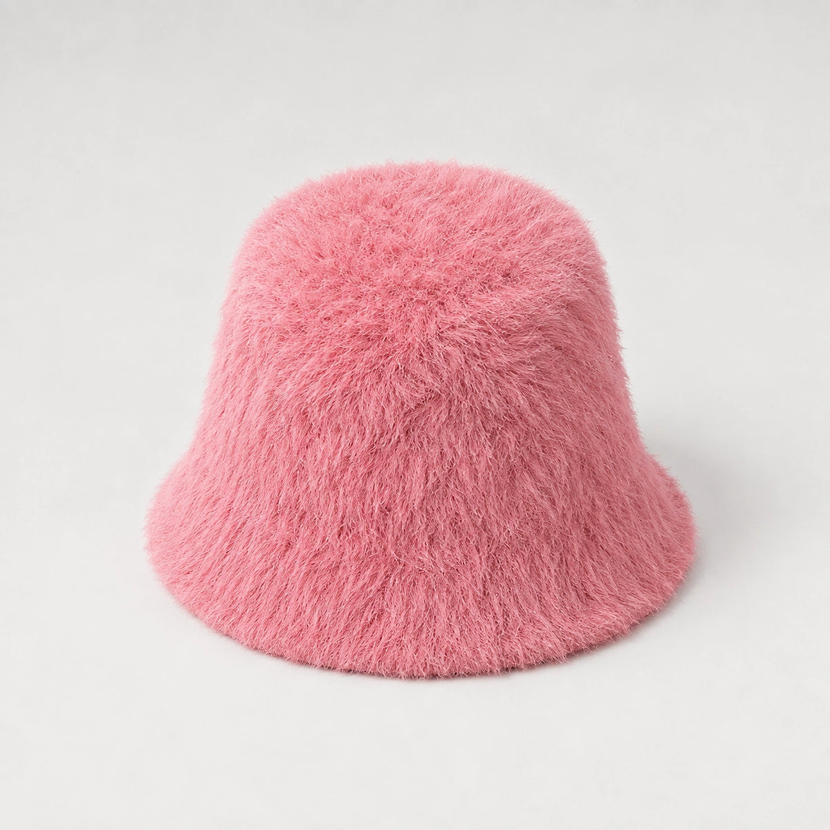 Beloria Rabbit Fur Bucket Hat — Short Rabbit Fur Basin Hat-pink (headwear solo alt)