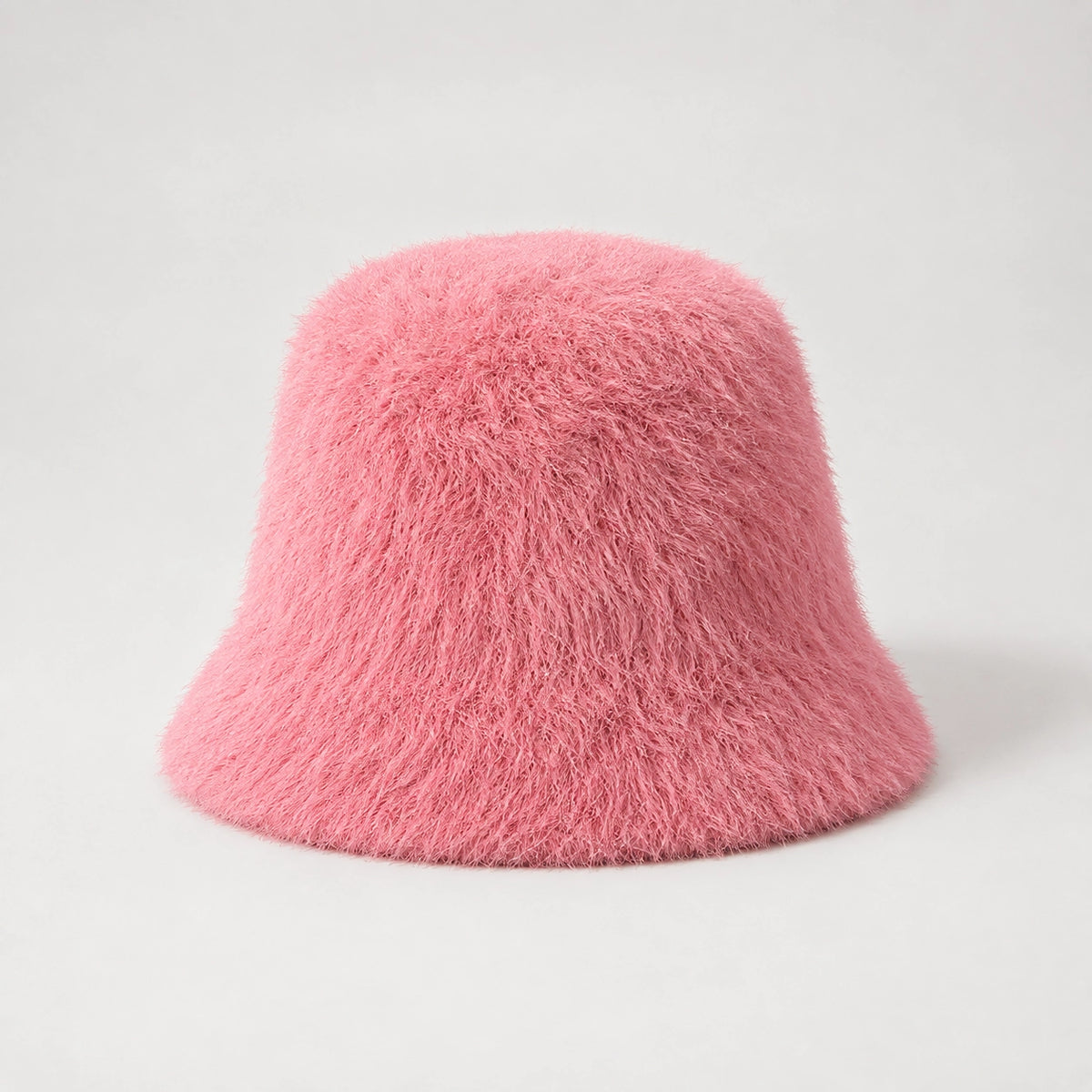 Beloria Rabbit Fur Bucket Hat — Short Rabbit Fur Basin Hat-pink (headwear solo front)