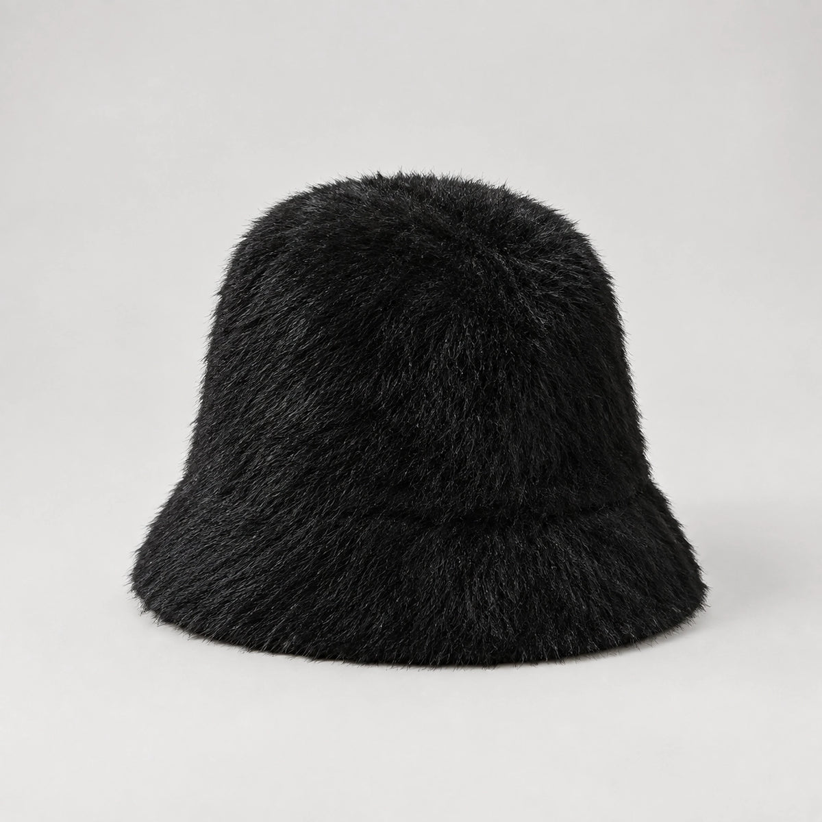 Beloria Rabbit Fur Bucket Hat — Short Rabbit Fur Bucket Hat - Black (headwear solo front)