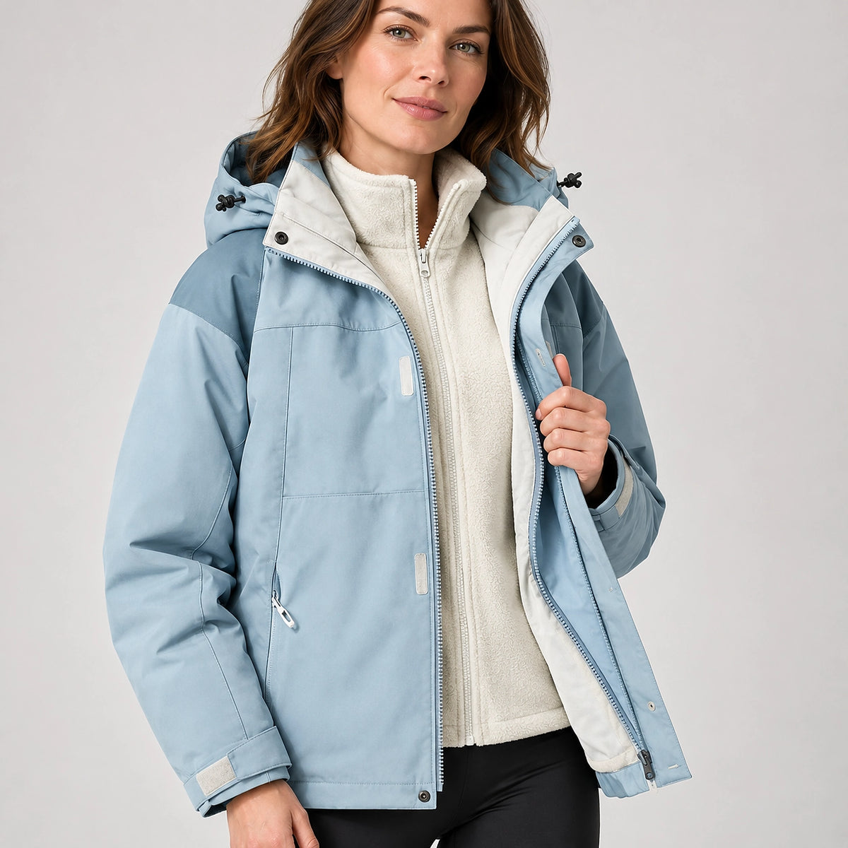 Brindal Hooded Shell Jacket — Sky Blue (apparel detail)