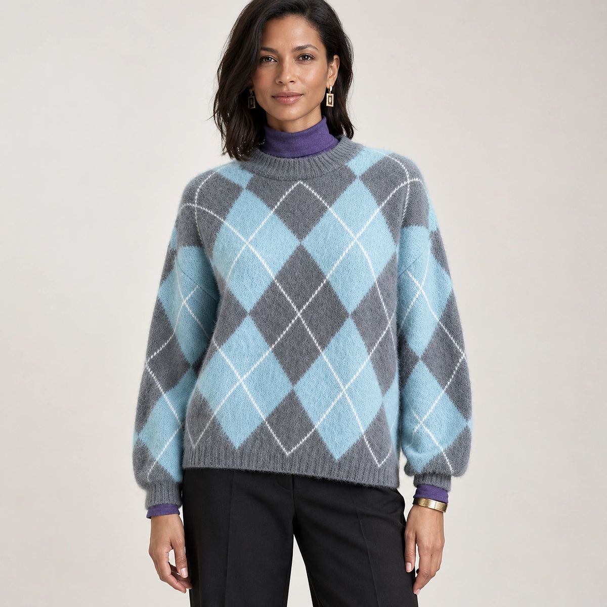 Halwyn Argyle Knit Sweater — Sky Blue (apparel front)