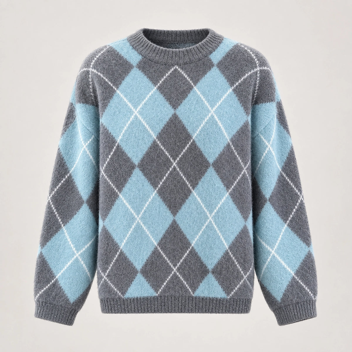 Halwyn Argyle Knit Sweater — Sky Blue (apparel solo)