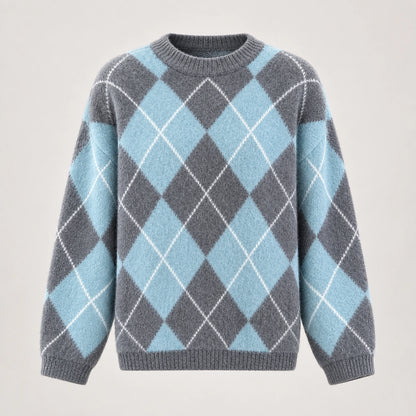 Halwyn Argyle Knit Sweater — Sky Blue (apparel solo)