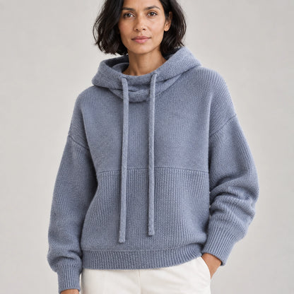 Delwyn Hooded Knit Sweater — Slate Gray (apparel detail)