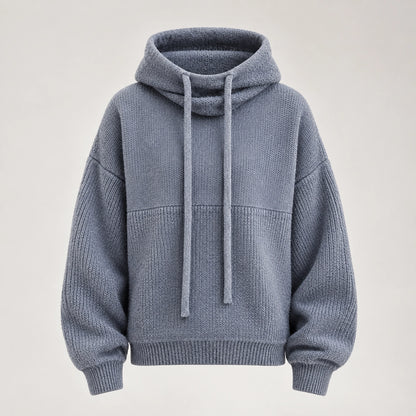 Delwyn Hooded Knit Sweater — Slate Gray (apparel solo)