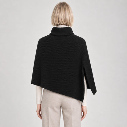 Hobart Wool Poncho — Starry Black (apparel back)