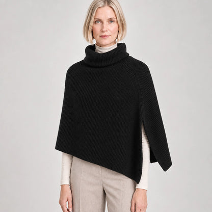 Hobart Wool Poncho — Starry Black (apparel detail)