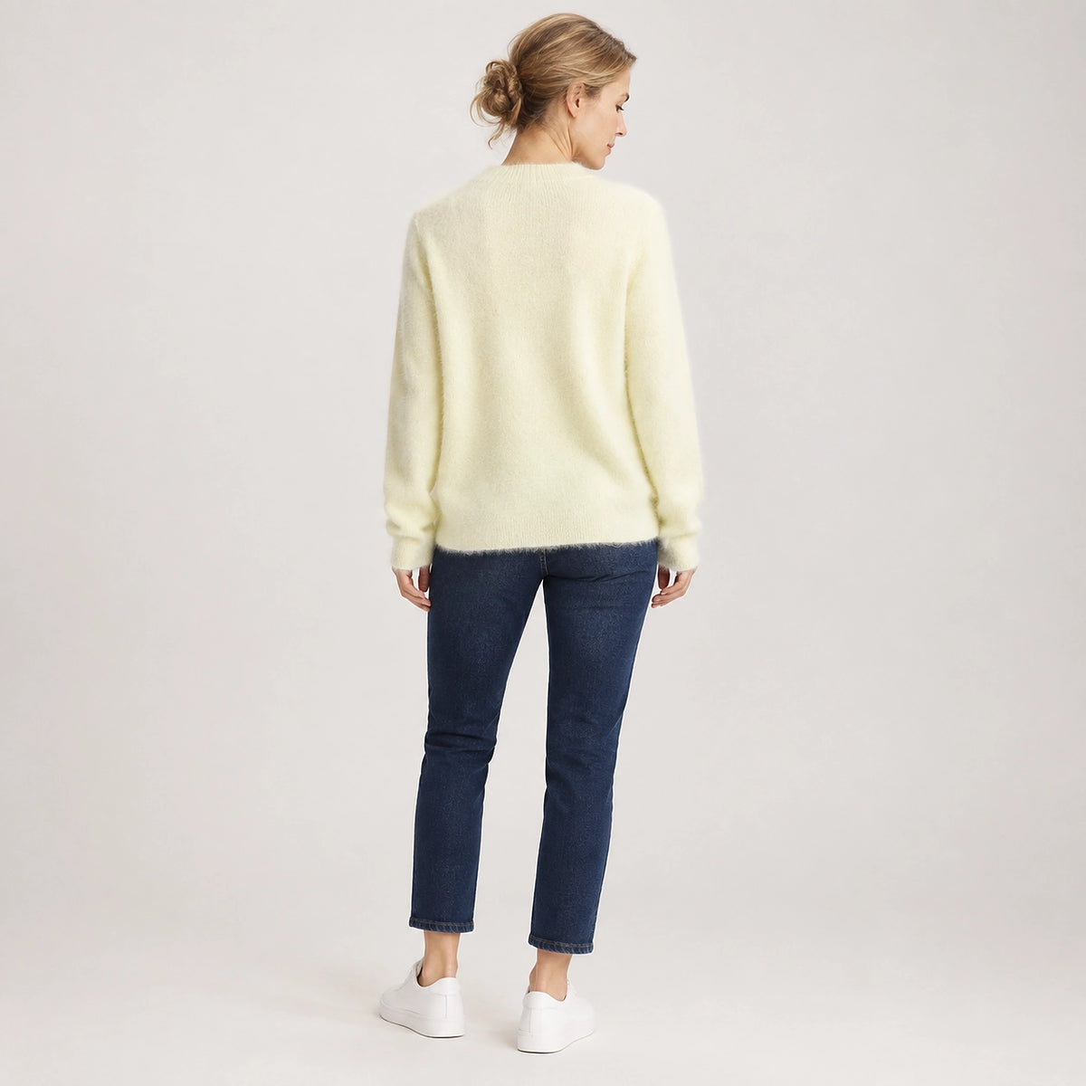 Halvern Cashmere Crewneck Sweater — Sunlight Yellow (apparel back)
