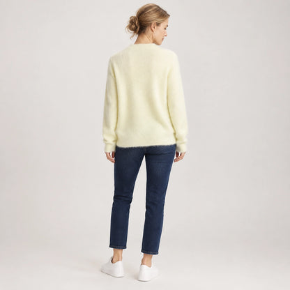 Halvern Cashmere Crewneck Sweater — Sunlight Yellow (apparel back)