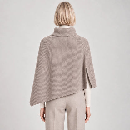 Hobart Wool Poncho — Taupe (apparel back)