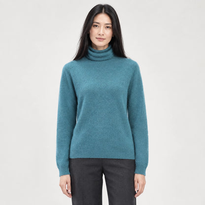 Delwyn Cashmere Turtleneck Sweater — Teal (apparel front)