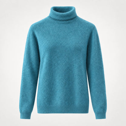 Delwyn Cashmere Turtleneck Sweater — Teal (apparel solo)