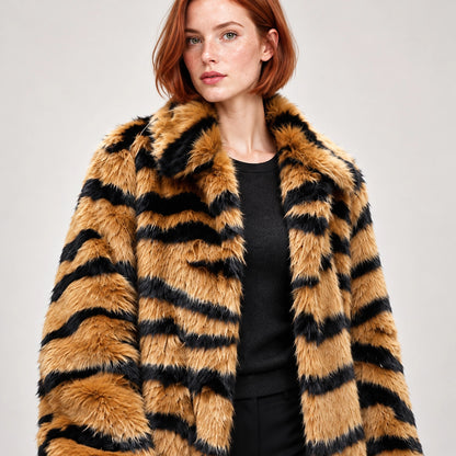 Ordelune Tiger Stripe Coat — Tiger Print (apparel detail)