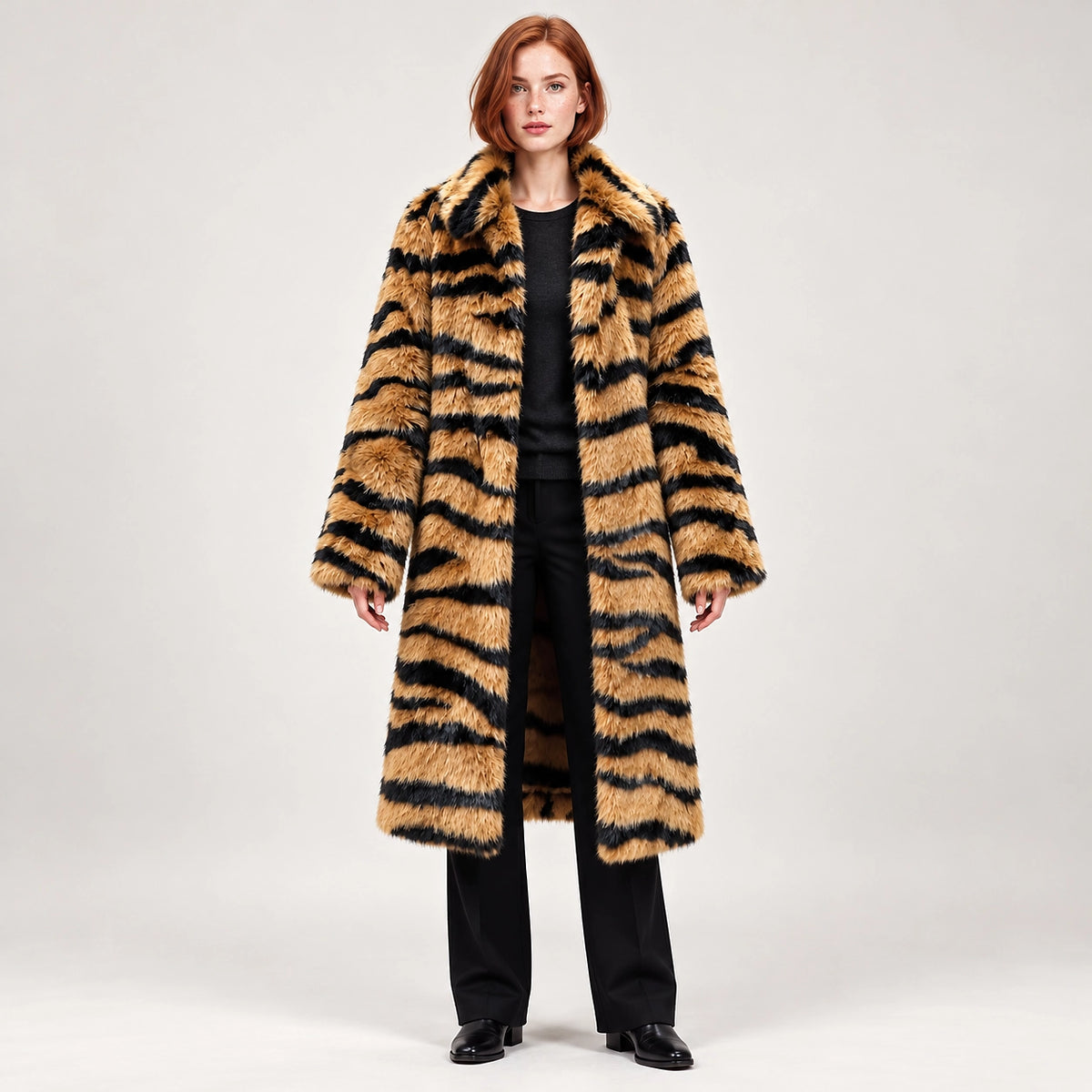 Ordelune Tiger Stripe Coat — Tiger Print (apparel front)