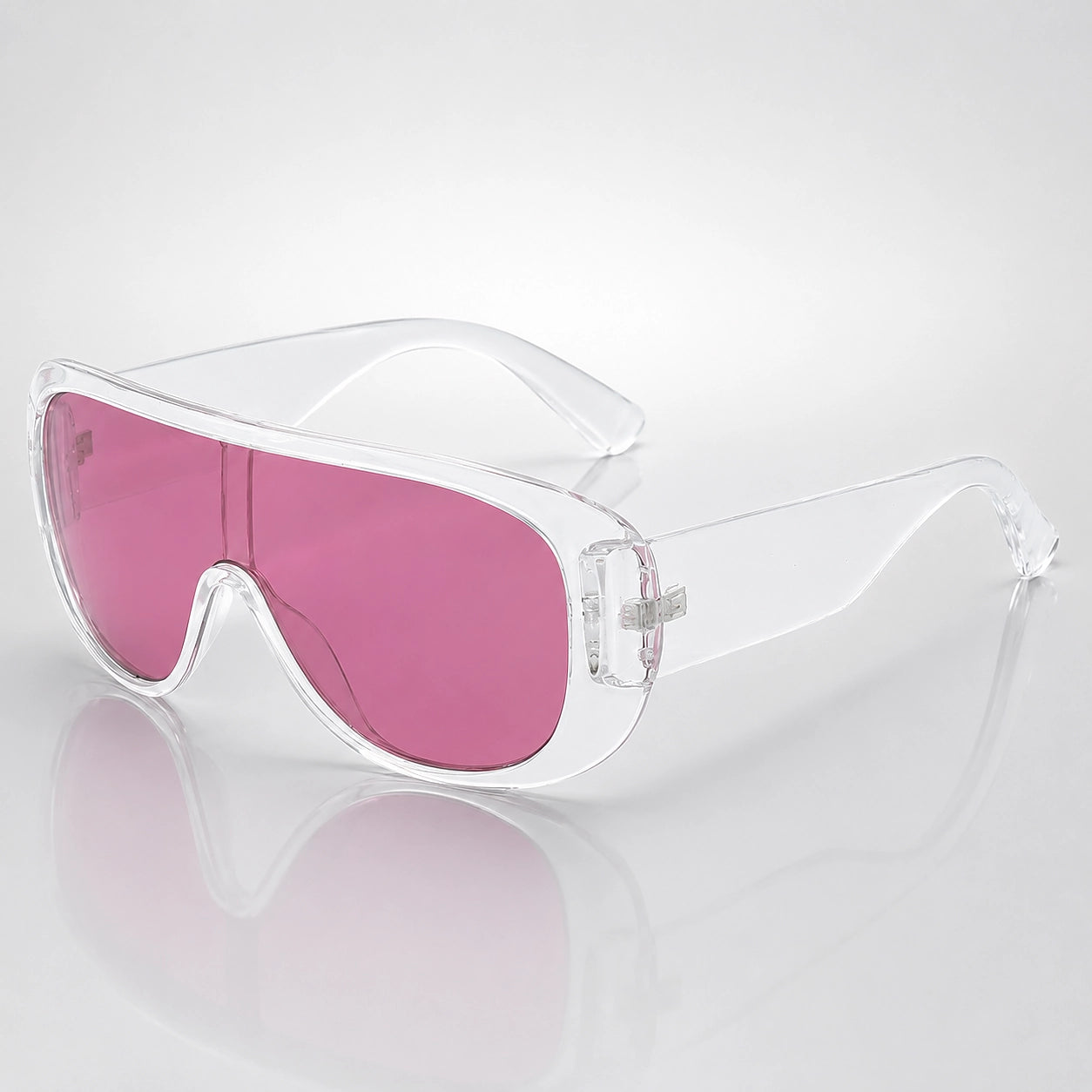 Quelto Riviera Sunglasses — Transparent Frame Wine Red Film (sunglasses hero)