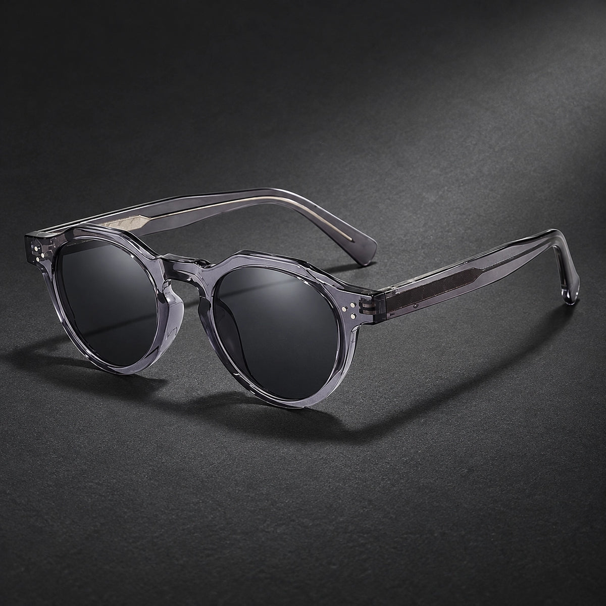 Deloro Capri Sunglasses — Transparent Gray Frame Black And Gray Film (sunglasses hero)