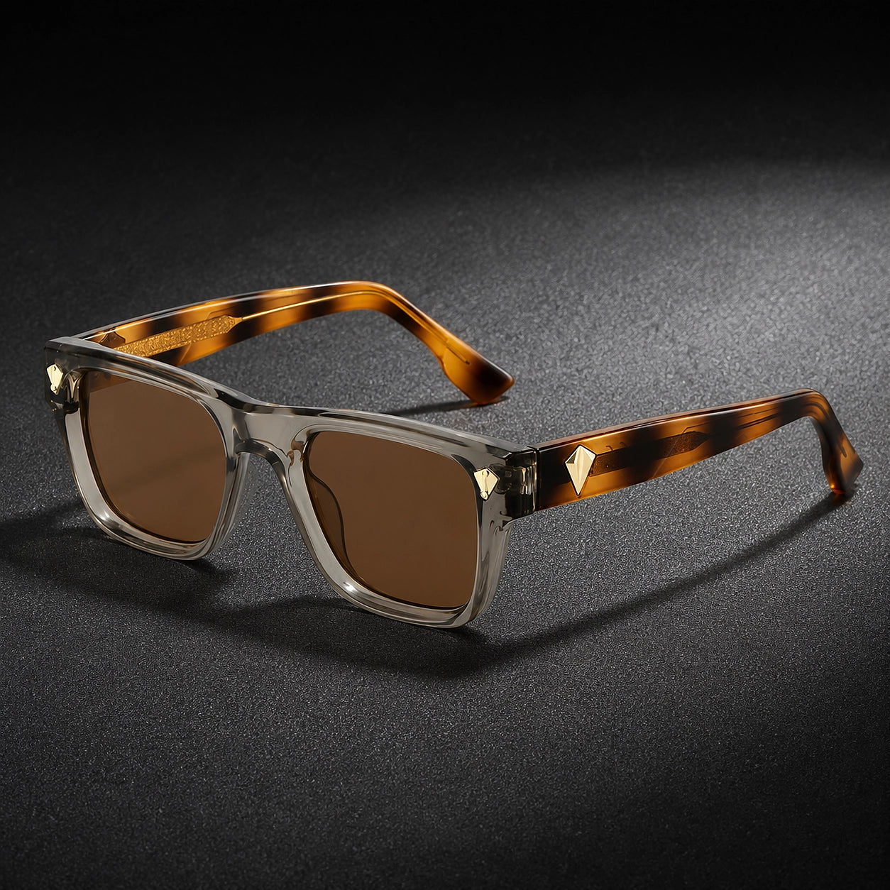 Quelro Riviera Sunglasses — Transparent Gray Frame Tea Slices (sunglasses hero)