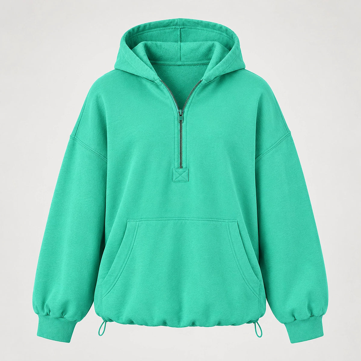 Brelyn Oversized Half-Zip Hoodie — Turquoise (apparel solo)
