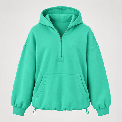 Brelyn Oversized Half-Zip Hoodie — Turquoise (apparel solo)