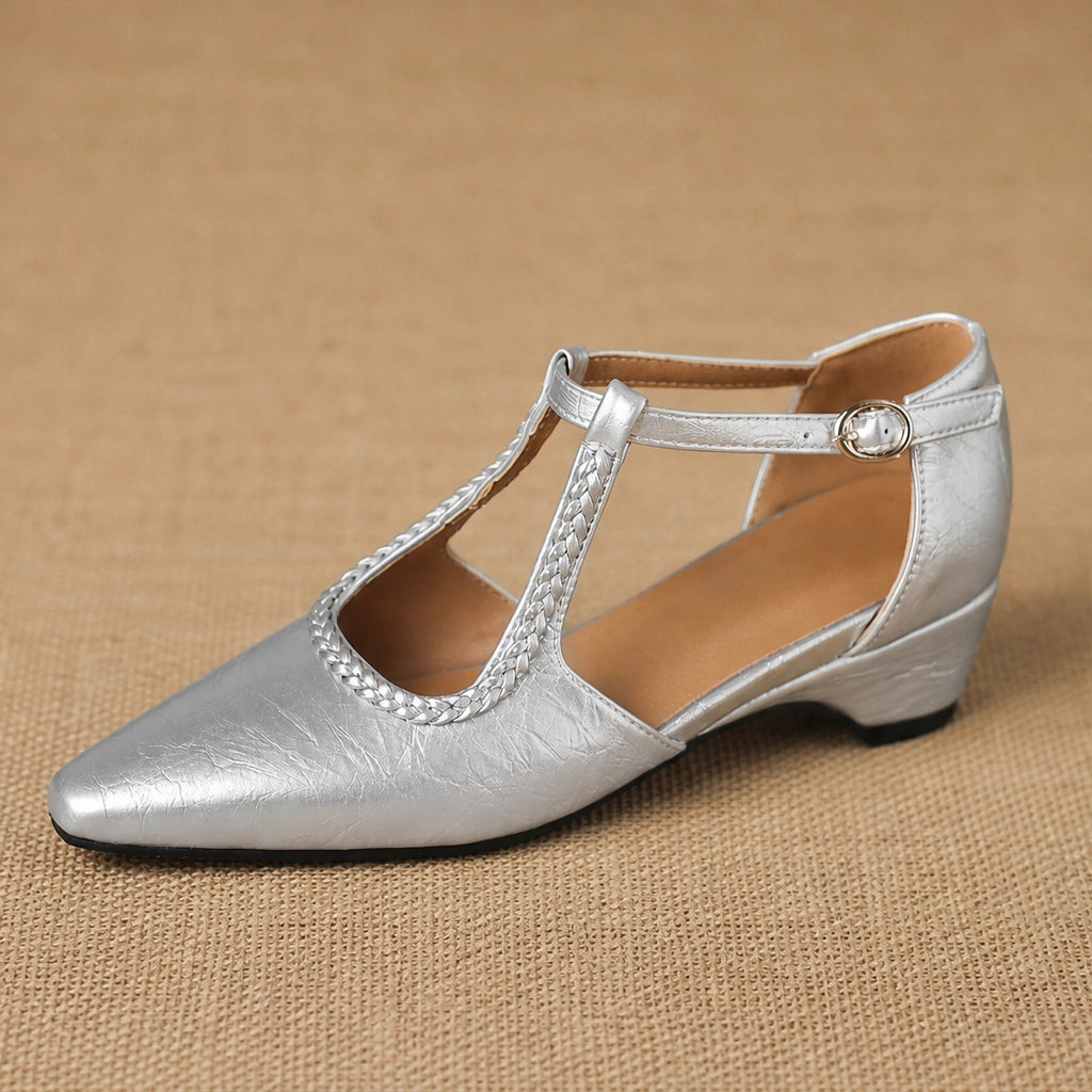 Zolara T-Strap Sandal Flats — 银色 (studio solo alt cell1)