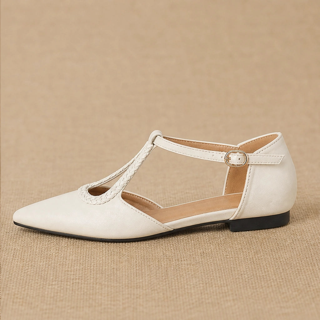 Zolara T-Strap Sandal Flats — 米白色 (studio solo alt cell2)