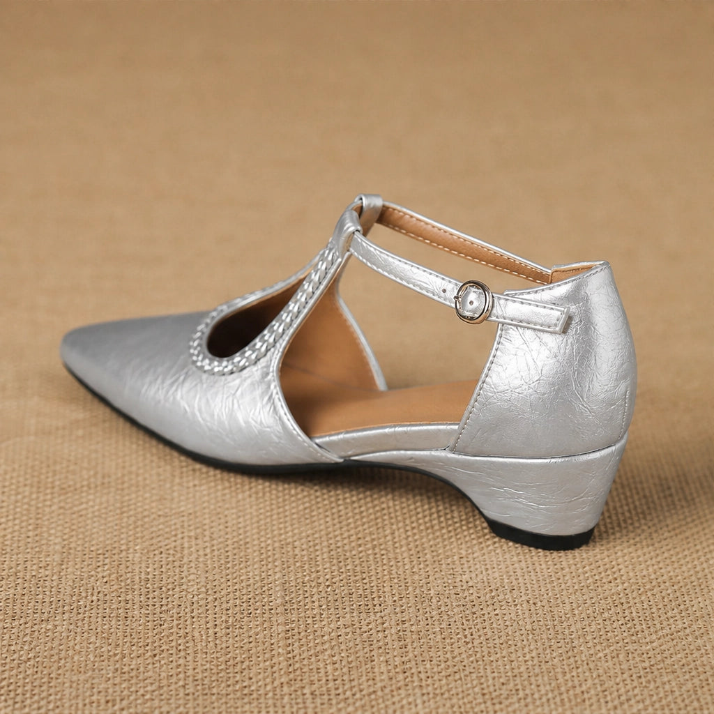 Zolara T-Strap Sandal Flats — 银色 (studio solo alt cell3)