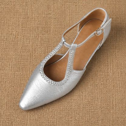 Zolara T-Strap Sandal Flats — 银色 (studio solo alt cell4)