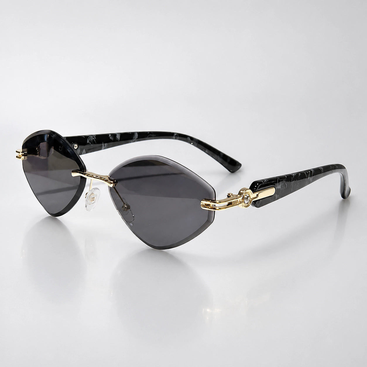 Pellara Rimless Sunglasses — 金框灰片 (sunglasses hero)