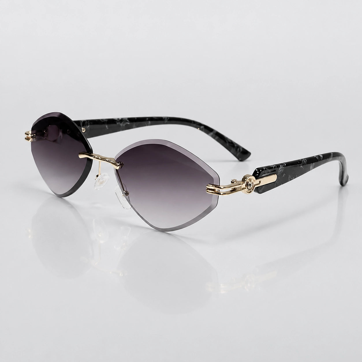 Pellara Rimless Sunglasses — 金框渐灰片 (sunglasses hero)
