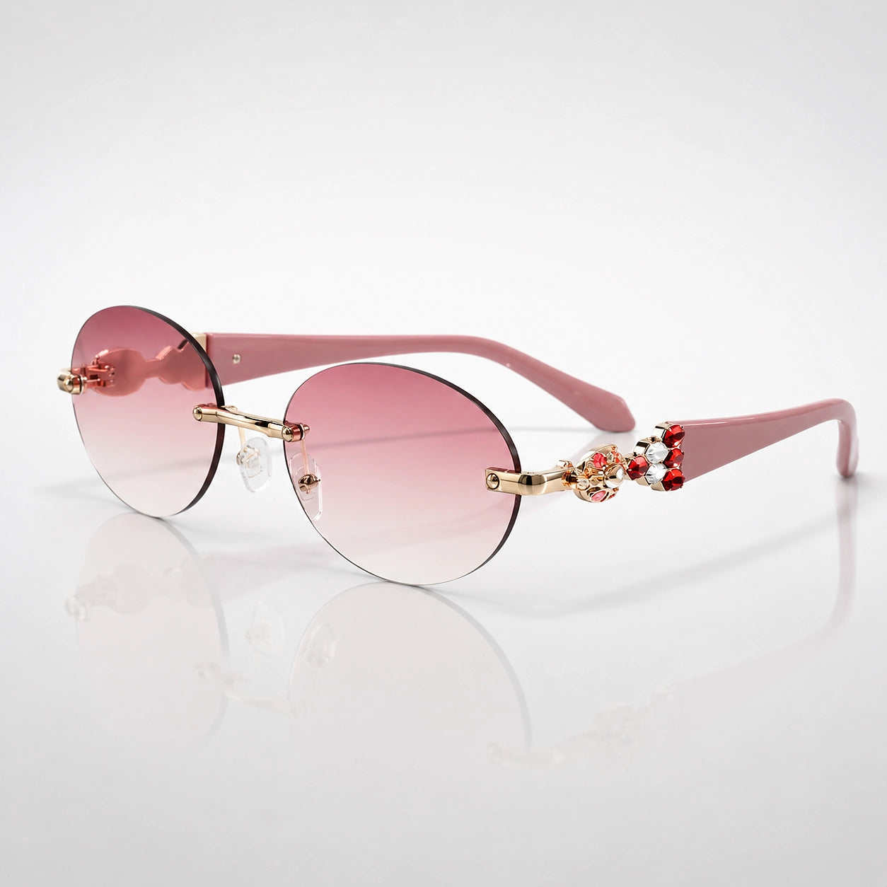 Quelra Bijou Sunglasses — 渐粉片金配件红白钻豆沙粉镜腿 (sunglasses hero)